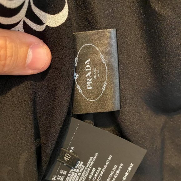 Prada Feather black and white print sheer crepe shirt $1400 - Picture 5 of 11